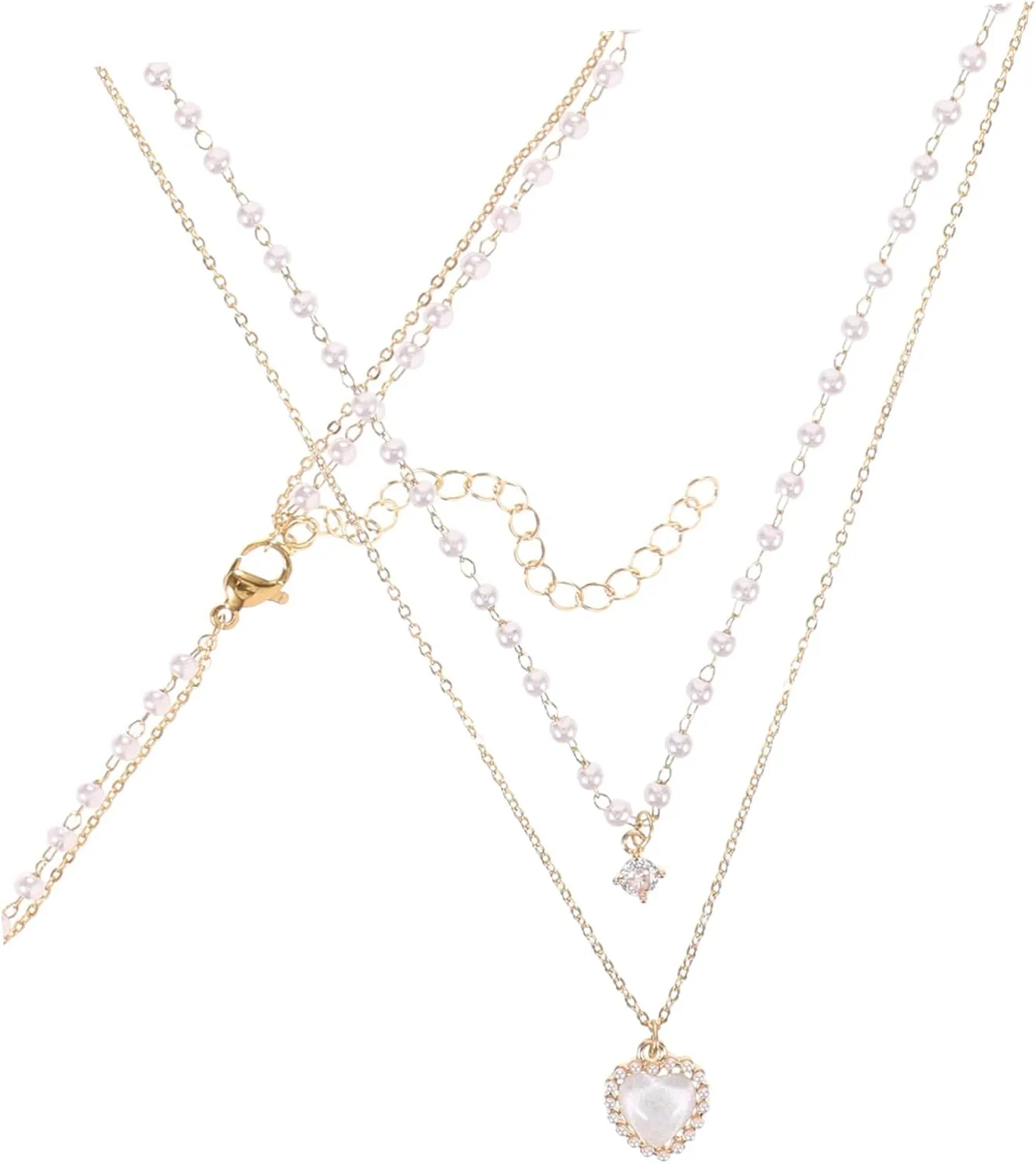 VALICLUD Pearl Heart Choker Necklace Jewelry Gold Plated Fashion Necklace for Women