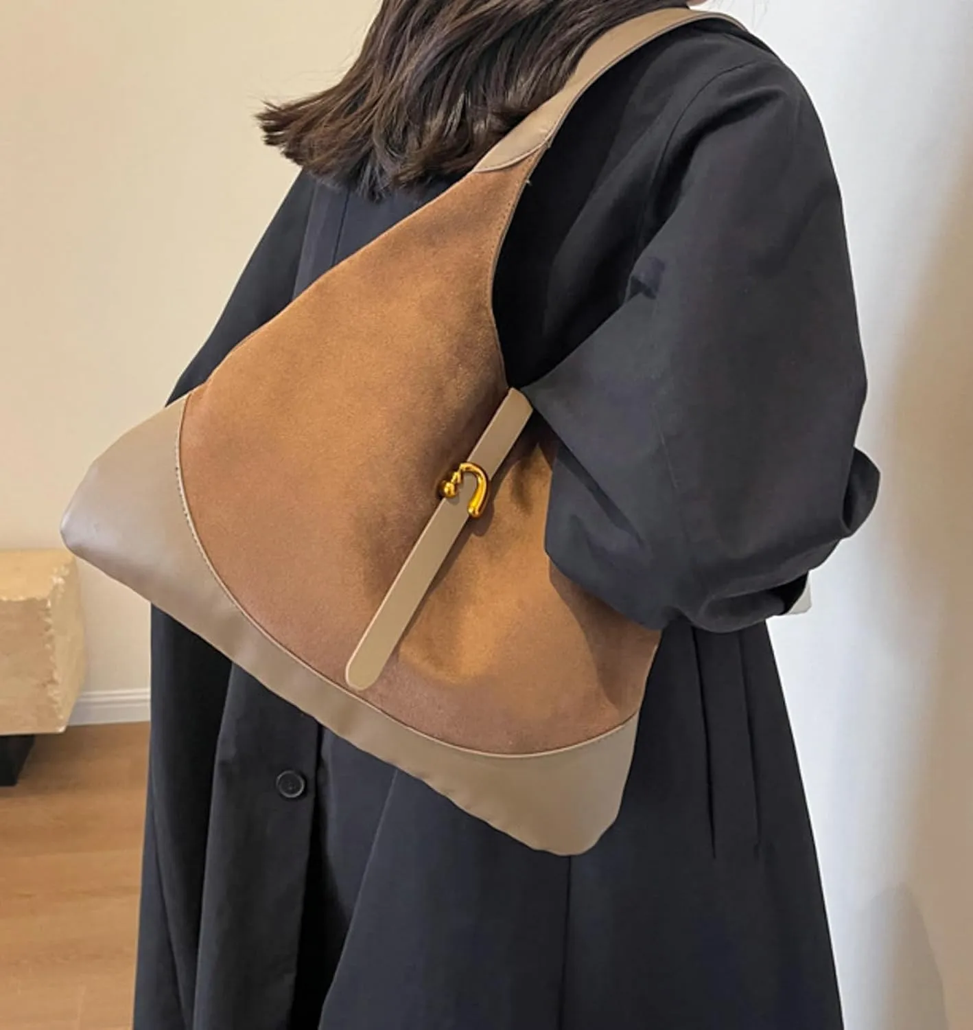 Versatile Suede Handbag for Women Large Capacity Hobo Bag Causal Satchel Purse Fall Winter Vintage Sling Shoulder Bag 2024