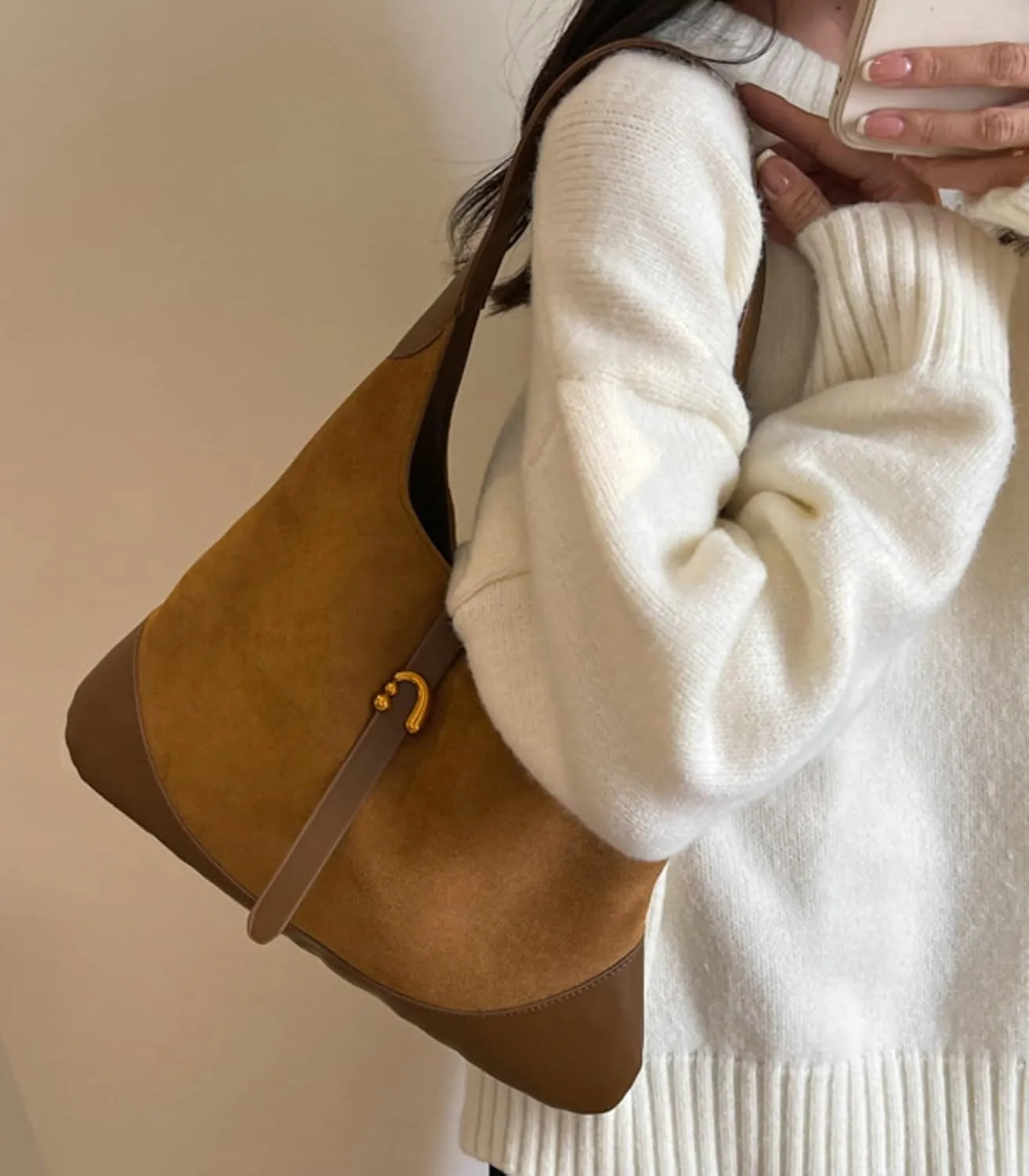 Versatile Suede Handbag for Women Large Capacity Hobo Bag Causal Satchel Purse Fall Winter Vintage Sling Shoulder Bag 2024