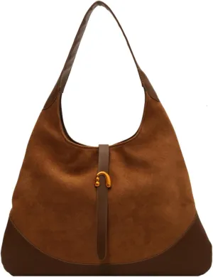 Versatile Suede Handbag for Women Large Capacity Hobo Bag Causal Satchel Purse Fall Winter Vintage Sling Shoulder Bag 2024