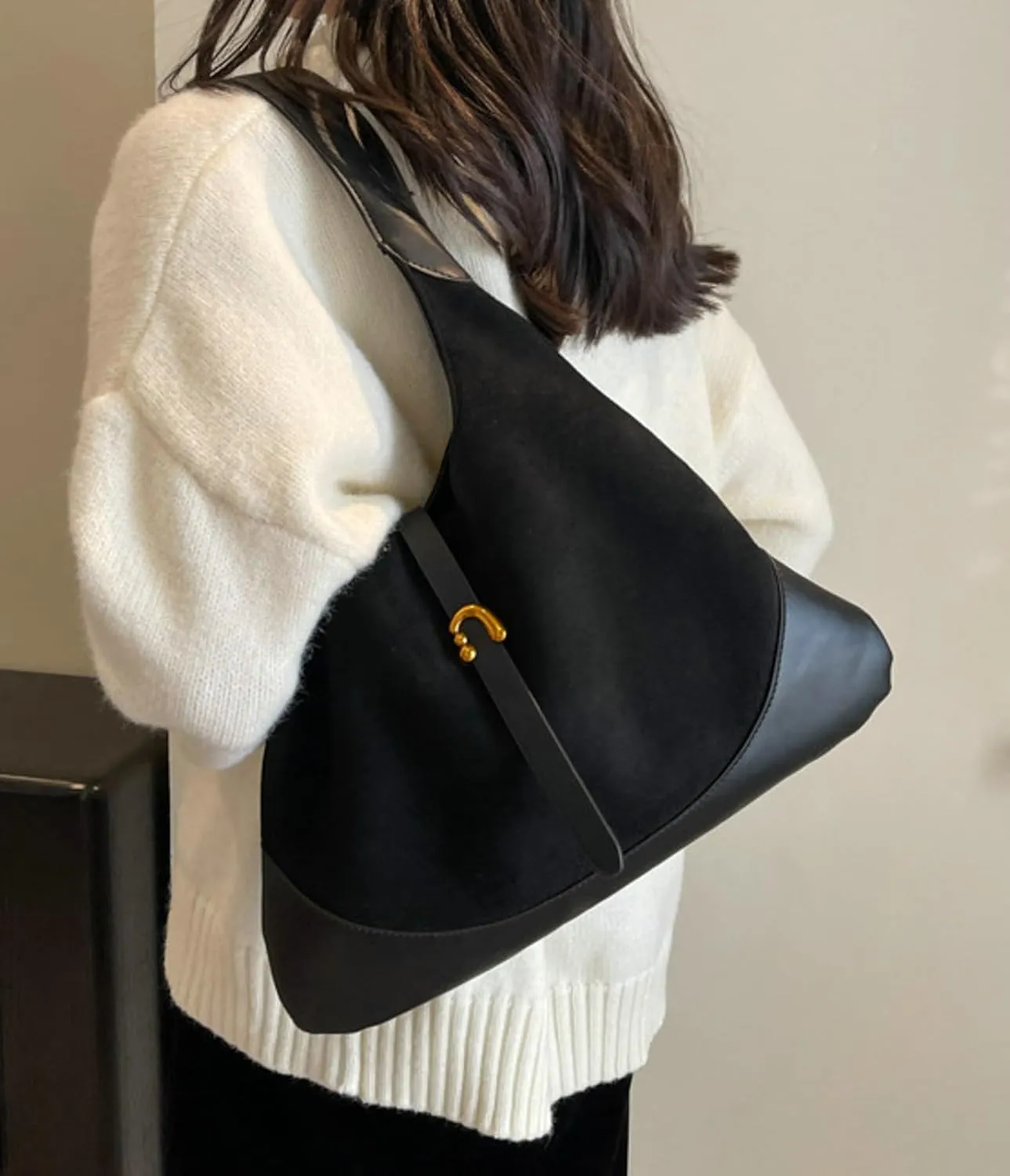Versatile Suede Handbag for Women Large Capacity Hobo Bag Causal Satchel Purse Fall Winter Vintage Sling Shoulder Bag 2024