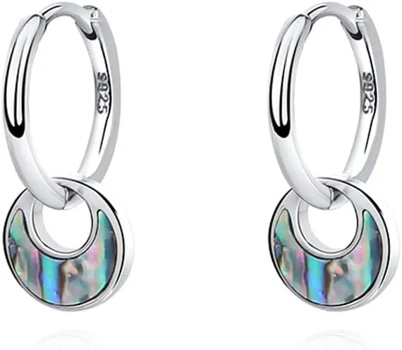 VIFE Hoop Earrings 925 Sterling Silver Vintage abalone Shell Crescent form Huggie Earrings for Women Jewelry Gift