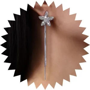 Vintage Crystal Starfish Ear Jacket Earrings Gold Rhinestone Star Stud Earrings Punk Metal Sleek Chain Earrings Cz Star Chain Drop Earrings Jewelry for Women and Girls