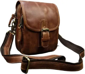 Vintage Leather Waist Bag Outdoor Multi-functional Men's Messenger Bag Shoulder Bag Casual Wear Belt Bag