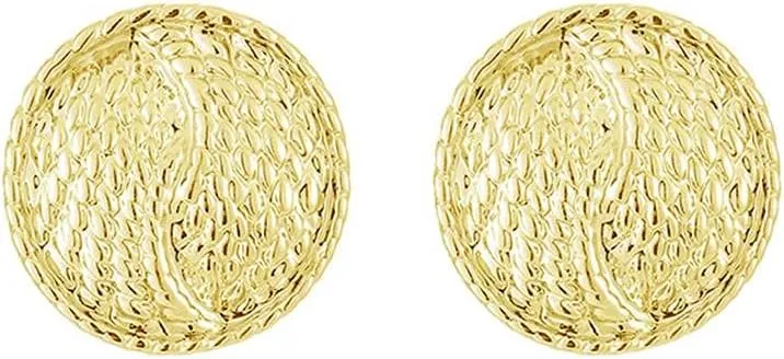 Vintage Round Button Clip On Earrings Non Pierced Earrings Gold Silver Clip Earrings Big Hammered Disc Clip Earrings Hammered Dome Half Hoop Clip On Earrings Jewelry for Women