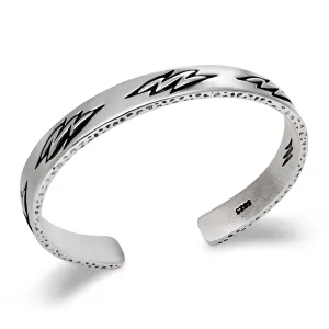Vintage Silver Cuff Bracelets for Women Men Handcrafted Lightning Open Bangles Adjustable Hammered Pattern Bracelet Personality Jewelry