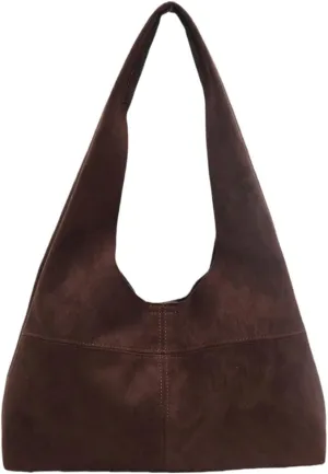 Vintage Suede Slouchy Bag for Women Trendy Suede Hobo Bag Large Capacity Satchel Purse Fall Winter Causal Tote Handbag 2024