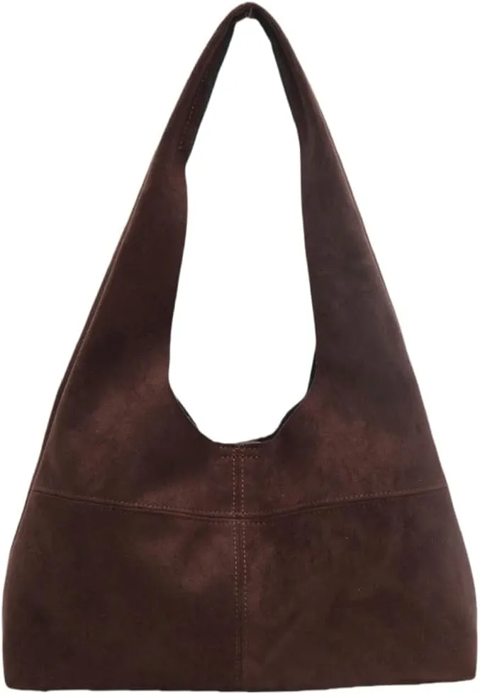 Vintage Suede Slouchy Bag for Women Trendy Suede Hobo Bag Large Capacity Satchel Purse Fall Winter Causal Tote Handbag 2024