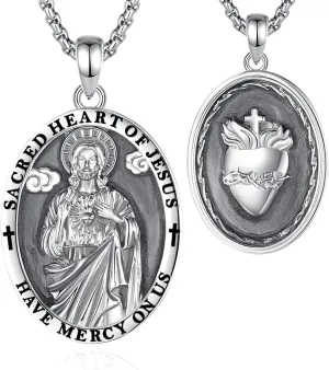 Vito 925 Sterling Silver Saint Necklace for Women Men, St Michael/Crucifix/Caravaca/St Jude Pendant Patron Saint Amulet Medal Religion Jewelry