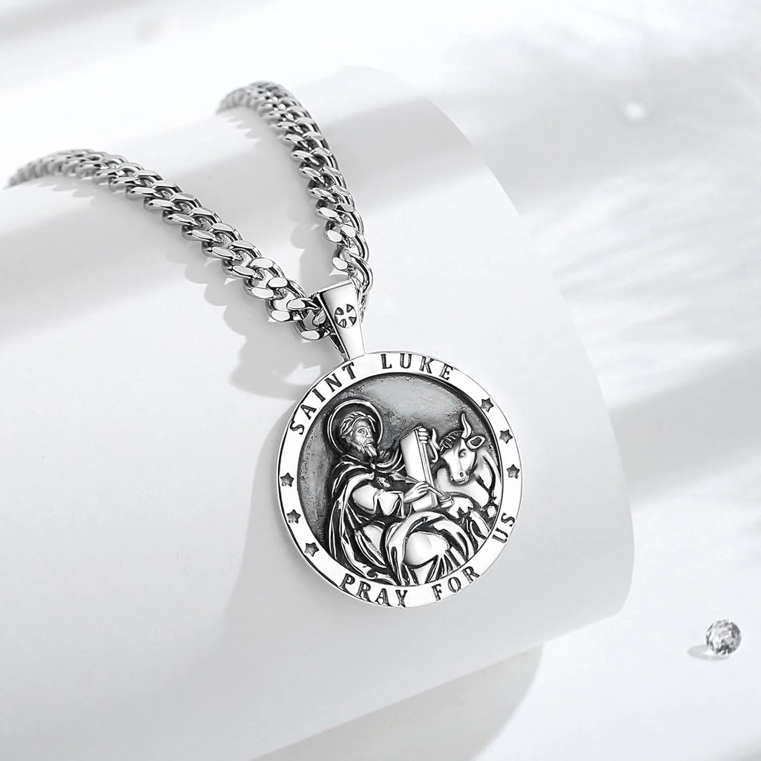 Vito 925 Sterling Silver Saint Necklace for Women Men, St Michael/Crucifix/Caravaca/St Jude Pendant Patron Saint Amulet Medal Religion Jewelry