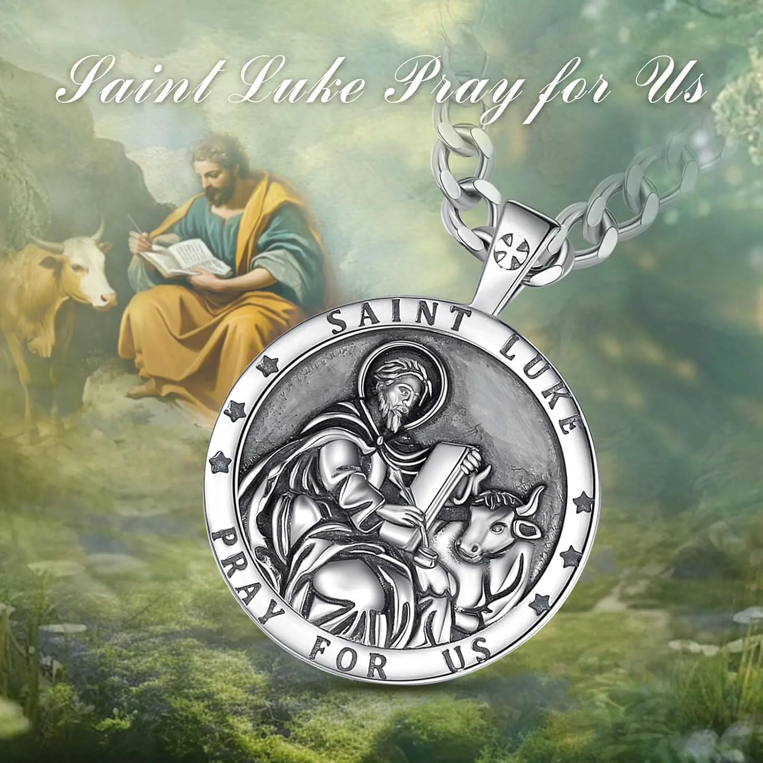 Vito 925 Sterling Silver Saint Necklace for Women Men, St Michael/Crucifix/Caravaca/St Jude Pendant Patron Saint Amulet Medal Religion Jewelry