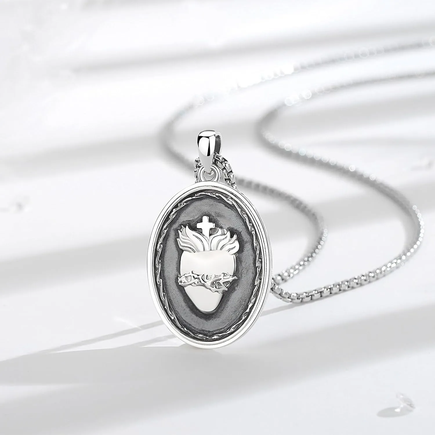 Vito 925 Sterling Silver Saint Necklace for Women Men, St Michael/Crucifix/Caravaca/St Jude Pendant Patron Saint Amulet Medal Religion Jewelry
