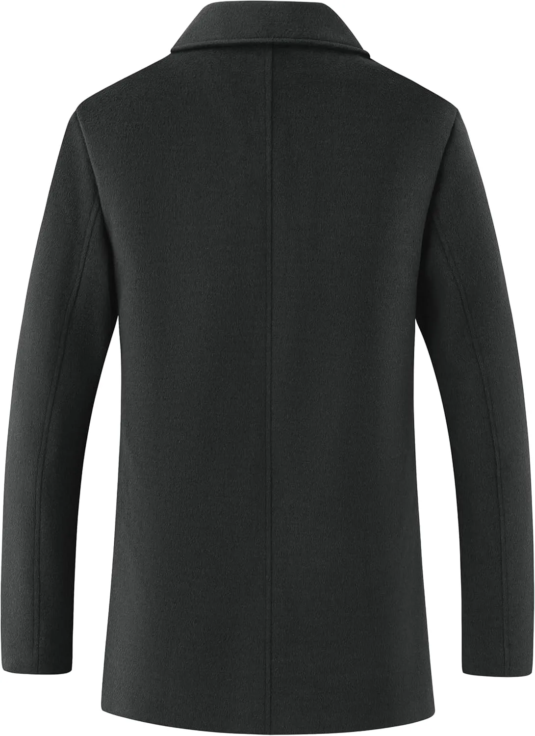 wantdo Men's Single Breasted Pea Coat Windproof Winter Coat Classic Notched Collar Military Jacket