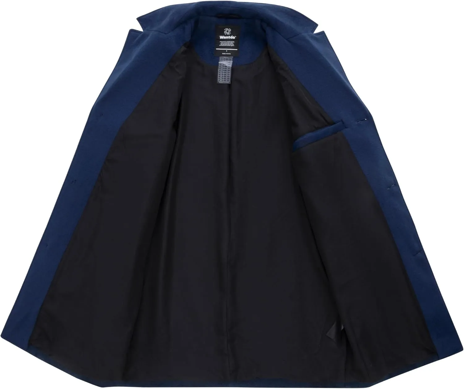 wantdo Men's Single Breasted Pea Coat Windproof Winter Coat Classic Notched Collar Military Jacket