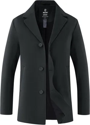 wantdo Men's Single Breasted Pea Coat Windproof Winter Coat Classic Notched Collar Military Jacket