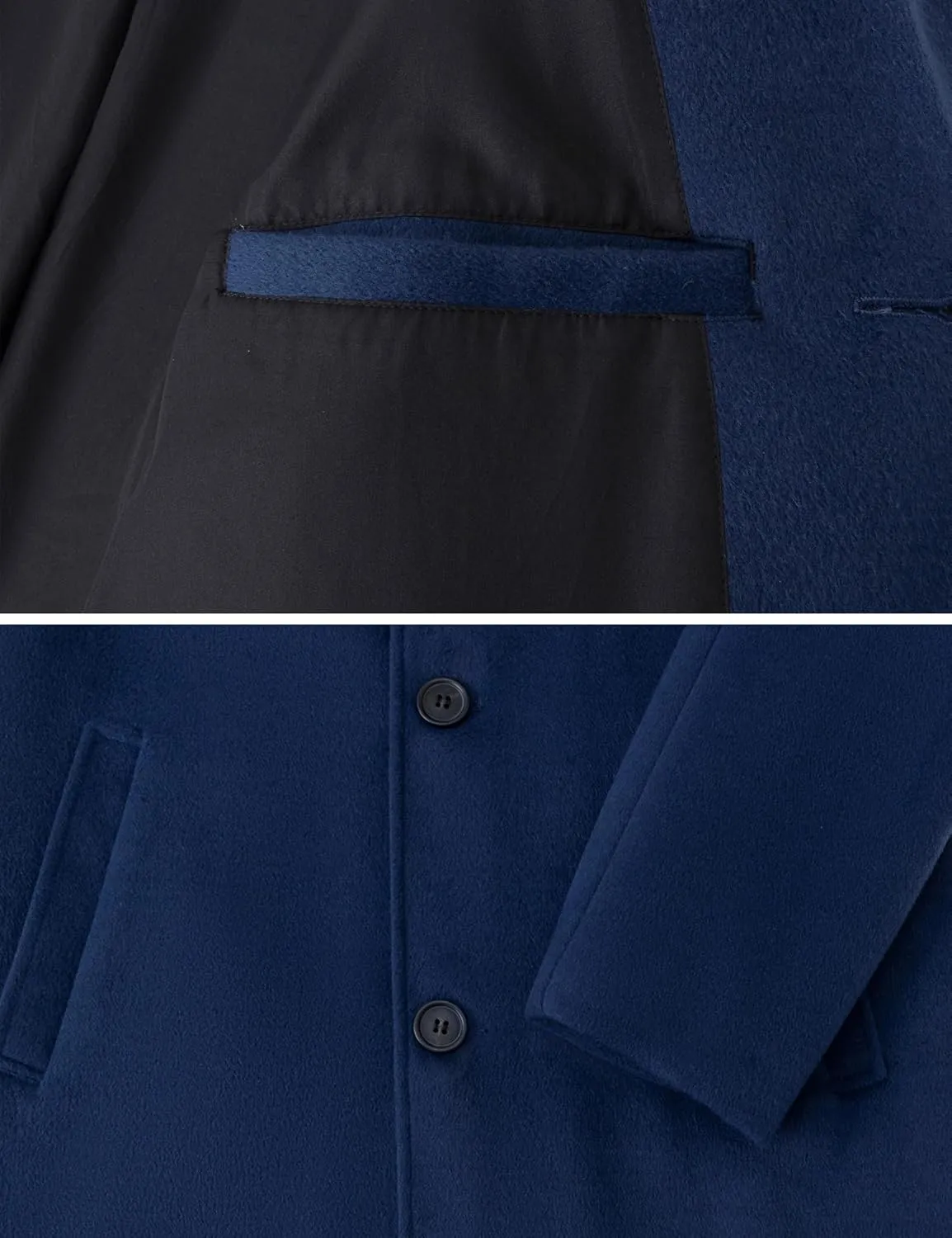 wantdo Men's Single Breasted Pea Coat Windproof Winter Coat Classic Notched Collar Military Jacket