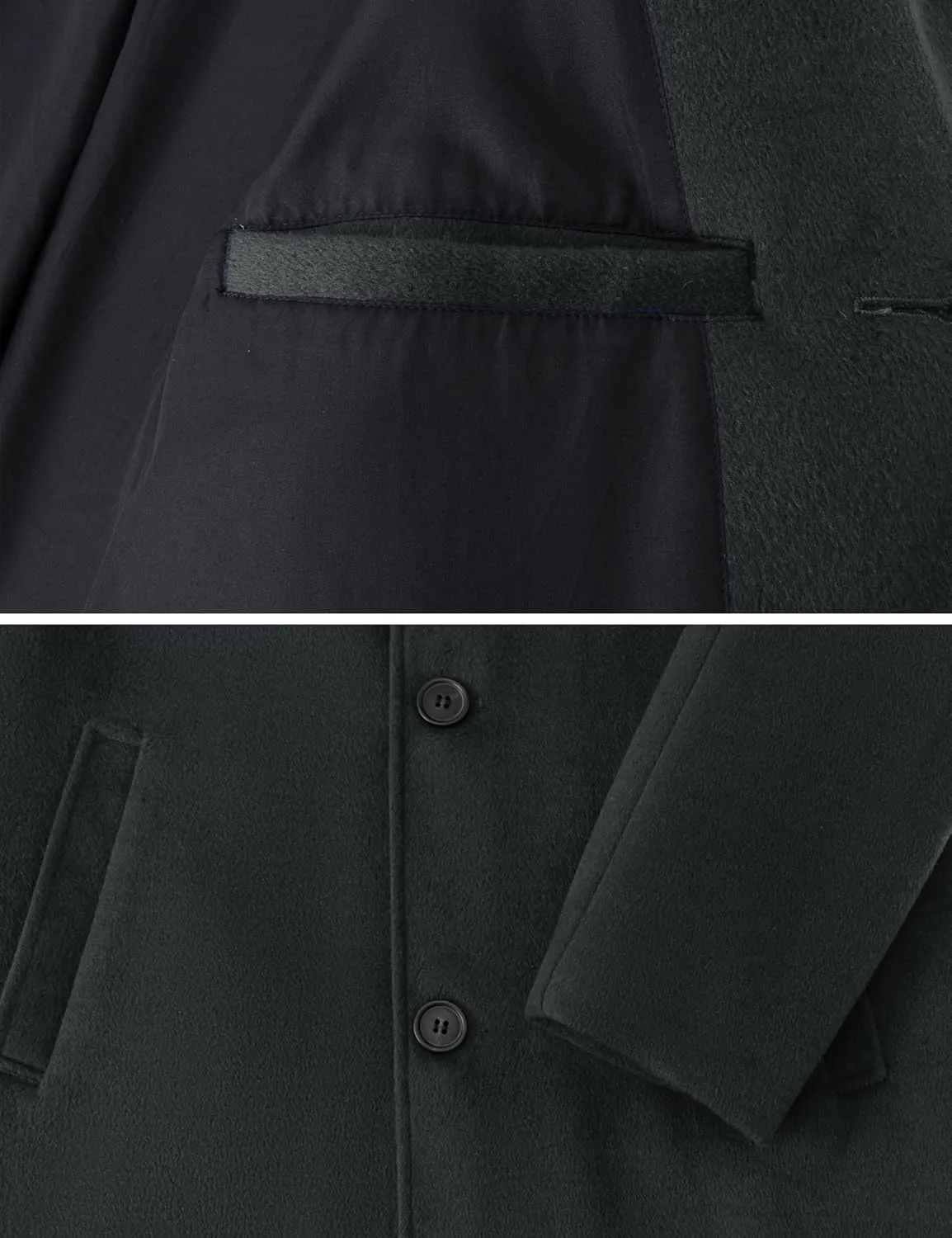 wantdo Men's Single Breasted Pea Coat Windproof Winter Coat Classic Notched Collar Military Jacket