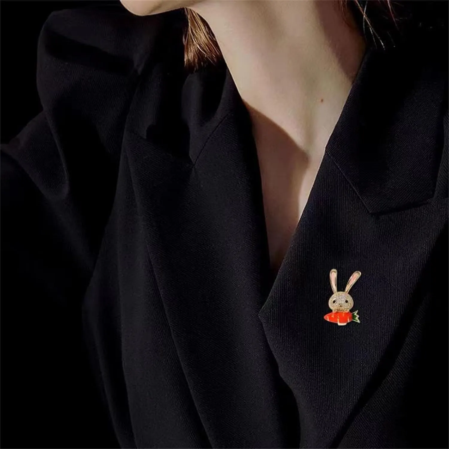 WCRAZYE Rhinestone Bow Rabbit Brooch Pin for Women Girls Men Gold Plated Fashion Cute Crystal Bow Enamel Cartoon Bunny Gentleman Brooches Lapel Pins Lucky Decor Dress Accessories Easter Holiday Jewelry Gift