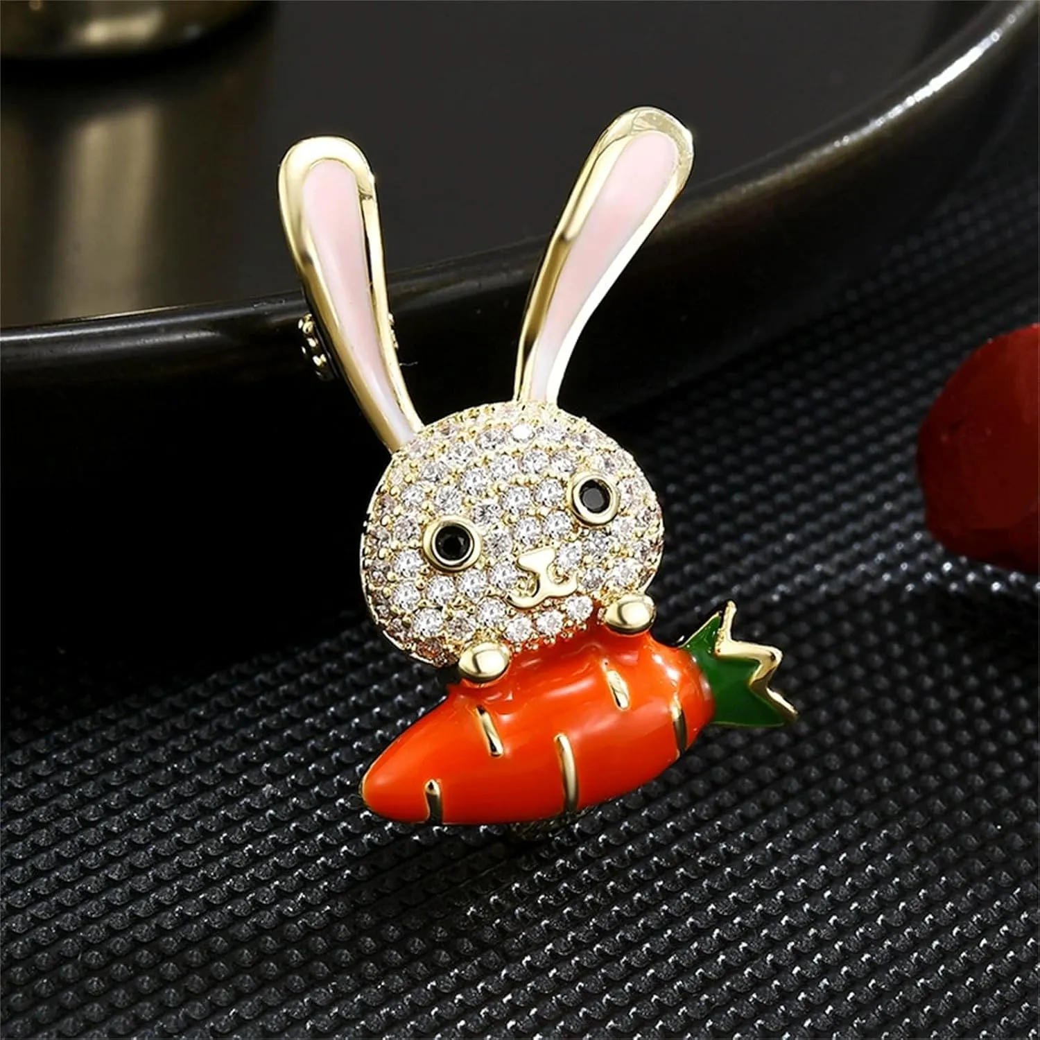 WCRAZYE Rhinestone Bow Rabbit Brooch Pin for Women Girls Men Gold Plated Fashion Cute Crystal Bow Enamel Cartoon Bunny Gentleman Brooches Lapel Pins Lucky Decor Dress Accessories Easter Holiday Jewelry Gift