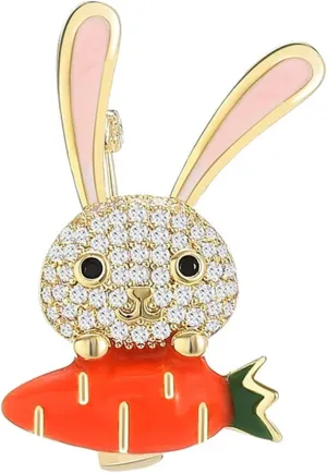 WCRAZYE Rhinestone Bow Rabbit Brooch Pin for Women Girls Men Gold Plated Fashion Cute Crystal Bow Enamel Cartoon Bunny Gentleman Brooches Lapel Pins Lucky Decor Dress Accessories Easter Holiday Jewelry Gift