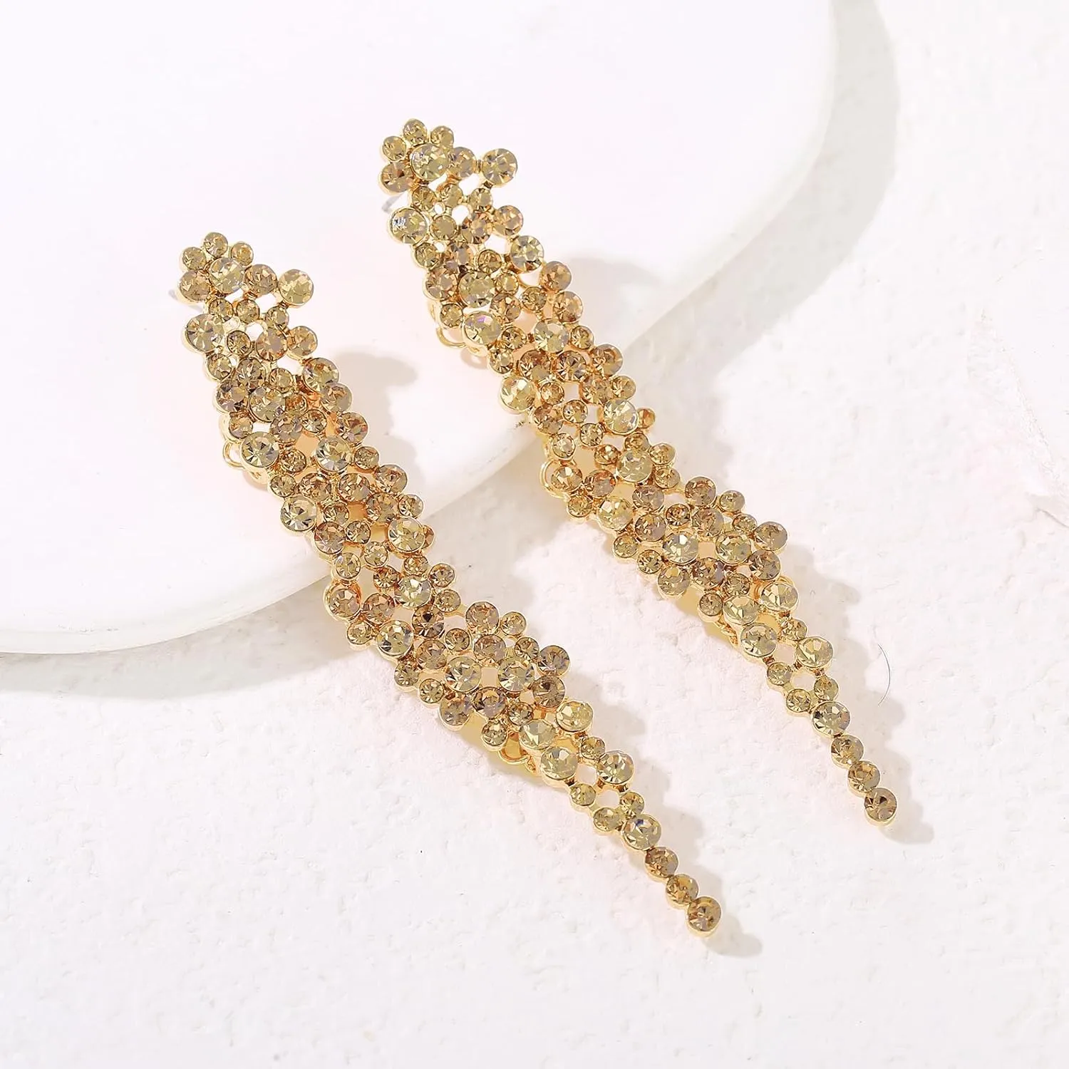 Wedding Rhinestone Statement Drop Dangle Earrings Long Crystal Chandelier Earrings for Women Bridesmaids Bridal Guest Trendy Party Prom