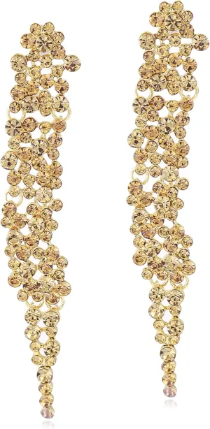 Wedding Rhinestone Statement Drop Dangle Earrings Long Crystal Chandelier Earrings for Women Bridesmaids Bridal Guest Trendy Party Prom