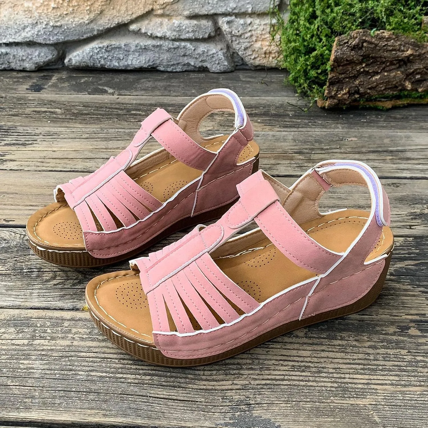 Wedge Shoes Womens Summer Dressy Orthopedic Sandals Open Toe Roman Wedges Platform Ankle Strap Ladies Sandals 2025