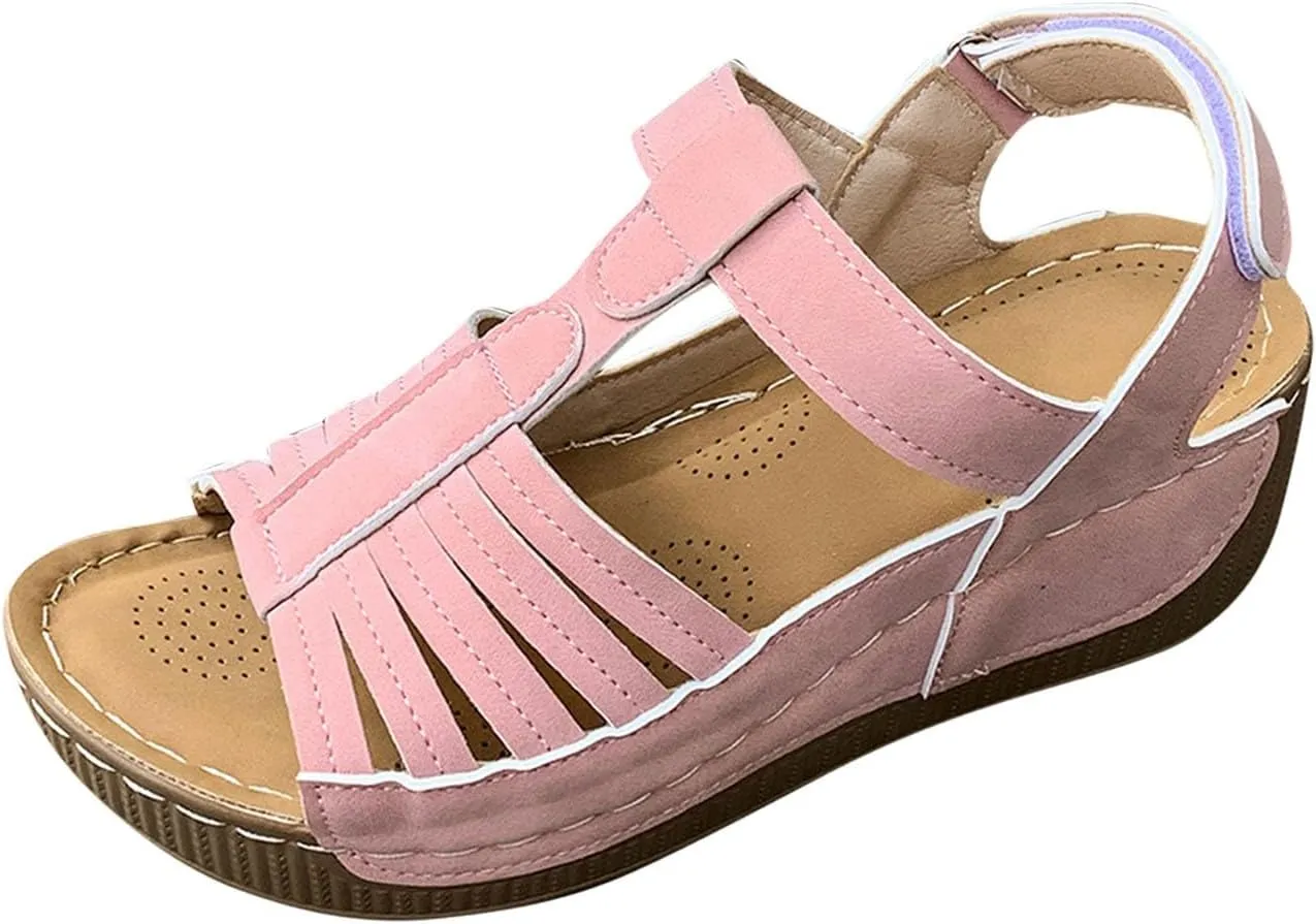 Wedge Shoes Womens Summer Dressy Orthopedic Sandals Open Toe Roman Wedges Platform Ankle Strap Ladies Sandals 2025