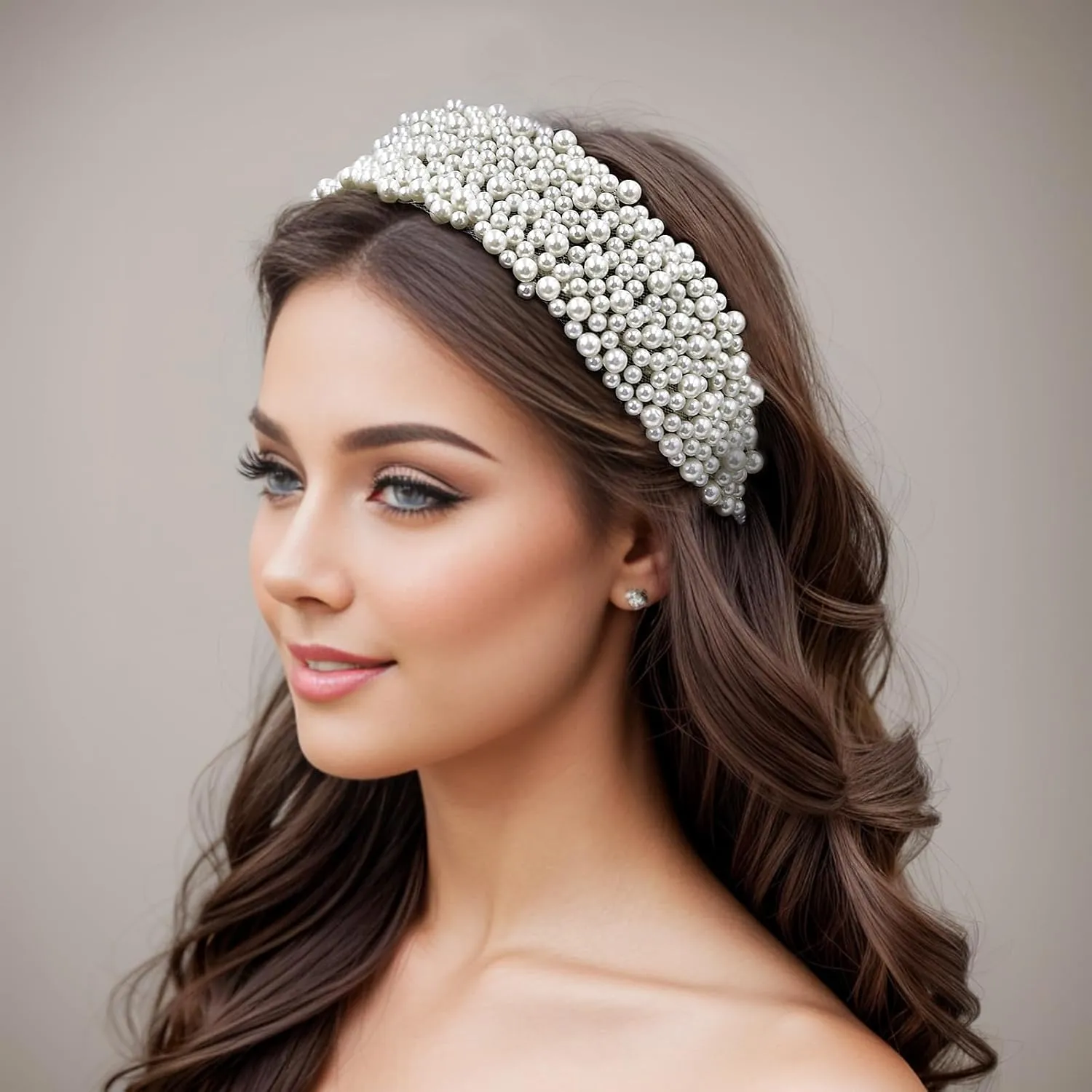 White All Pearl Headband Baroque Wide Hair Accessories Bridal Wedding Headpiece Party Prom Headwear for Women Daily Hair Jewelry A16 (white)