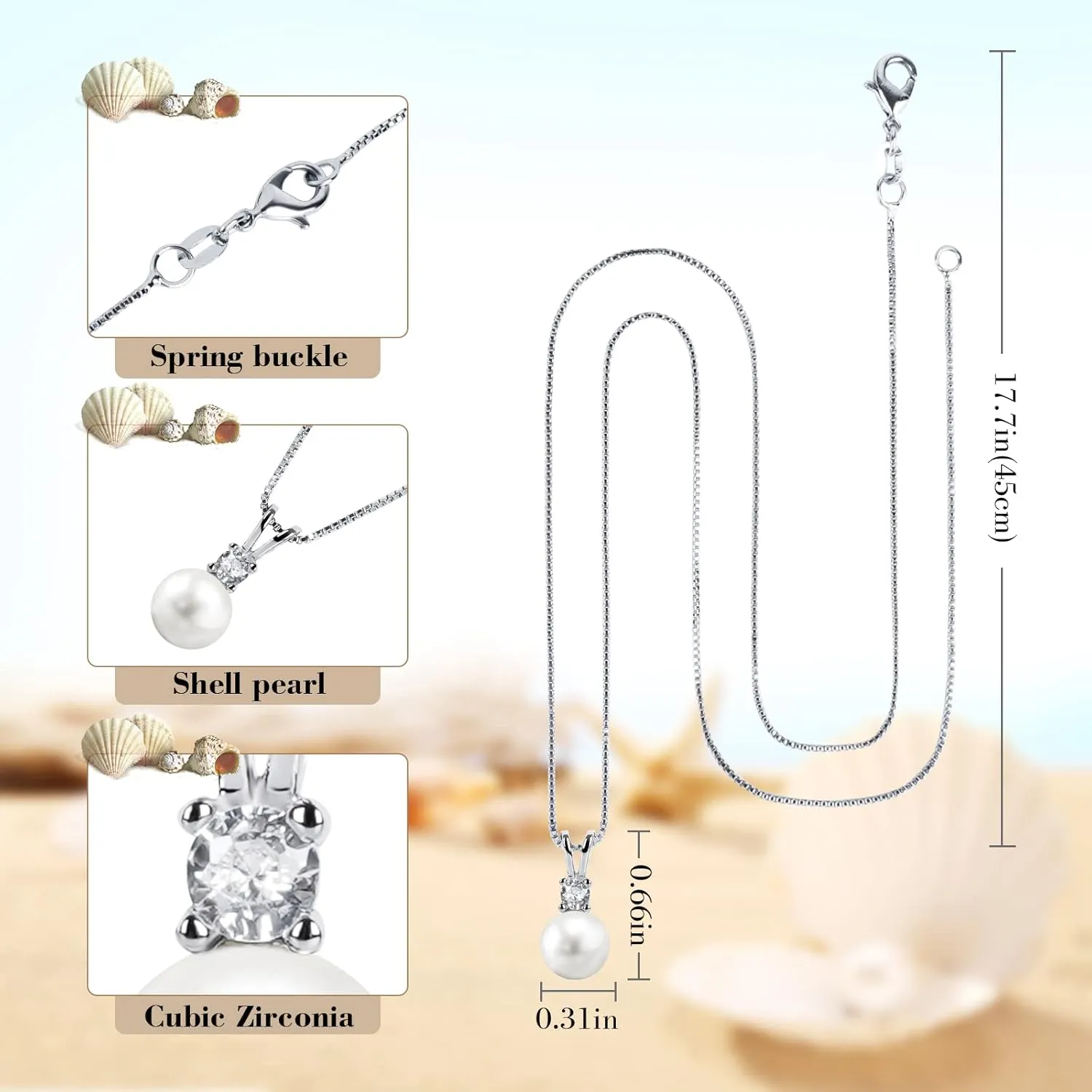White Single Pearl Necklace Pendants | One Pearl Pendant Necklace with a pearl Jewelry | Pearl drop Necklace | Silver Pearl Necklaces for Women
