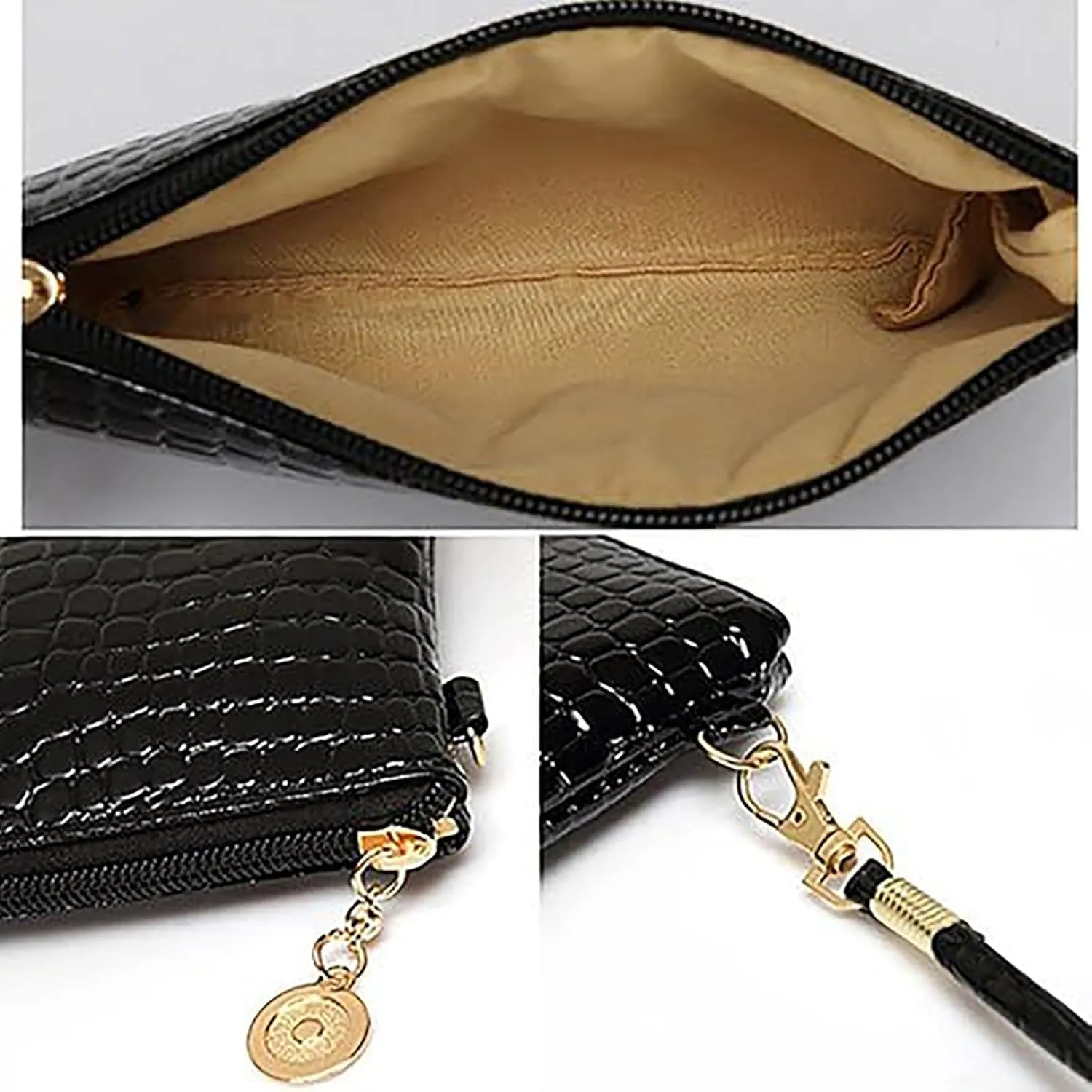 Women Fashion Shoulder Bag Tote Messenger Faux Leather Zipper Satchel Handbag Top Handle Satchel Purse (Black, One Size)
