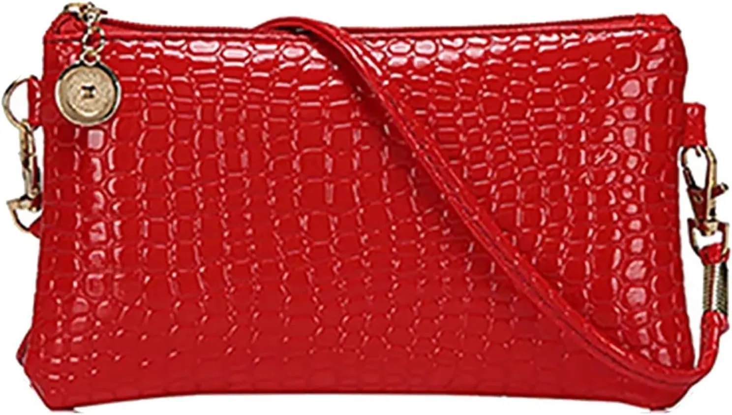 Women Fashion Shoulder Bag Tote Messenger Faux Leather Zipper Satchel Handbag Top Handle Satchel Purse (Red, One Size)