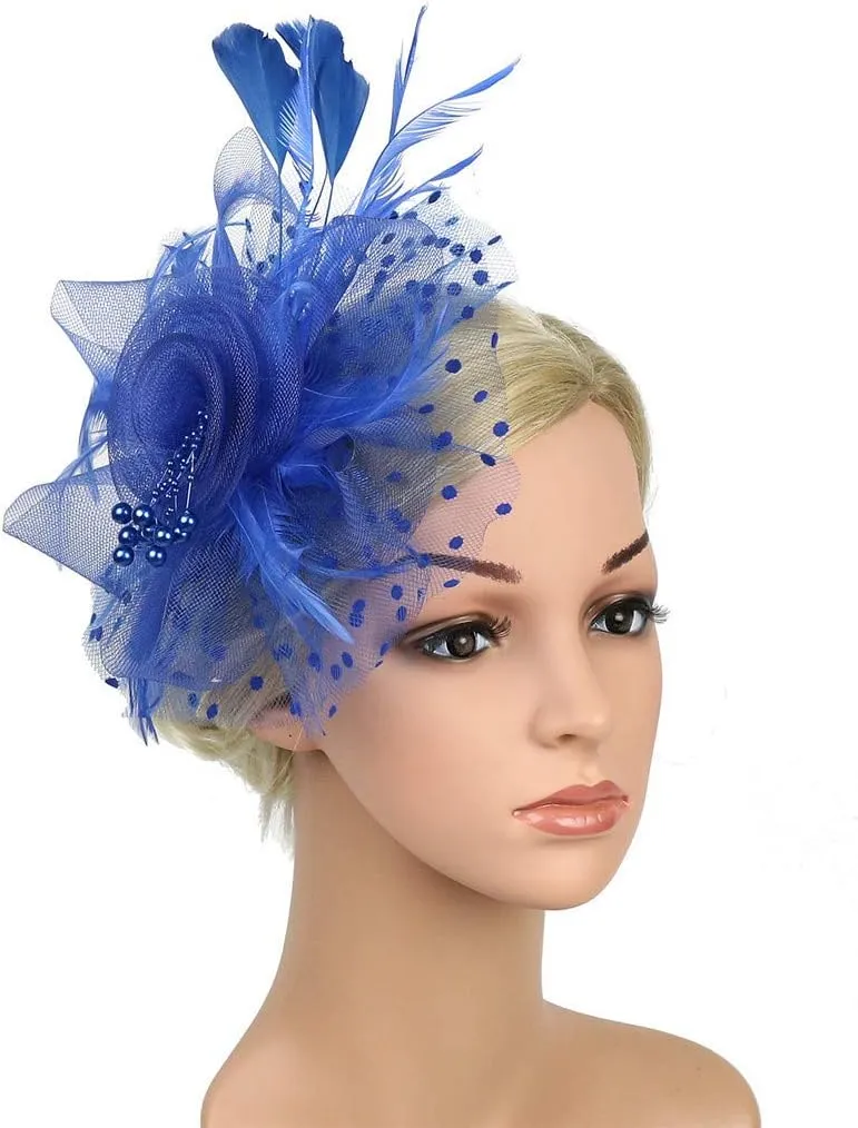 Women Girls Fascinators Hat Flower Mesh Ribbons Feathers Flapper Great Gatsby Headband Clip Tea Party Headpiece