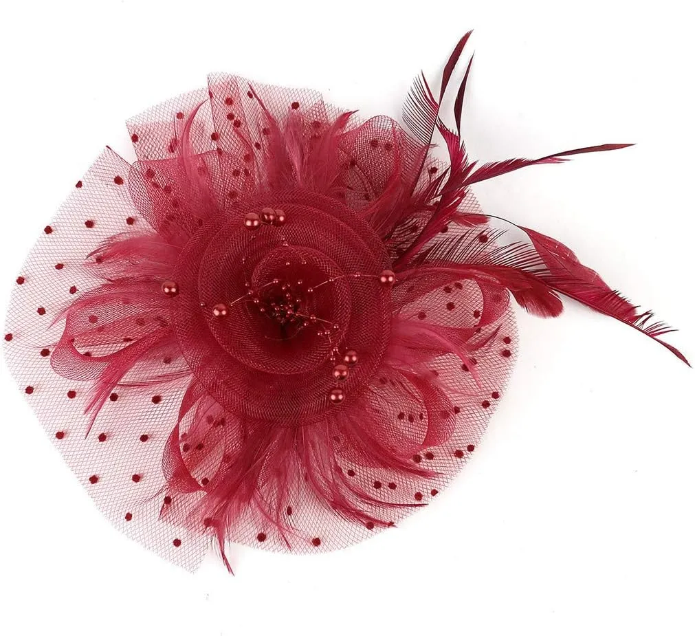 Women Girls Fascinators Hat Flower Mesh Ribbons Feathers Flapper Great Gatsby Headband Clip Tea Party Headpiece