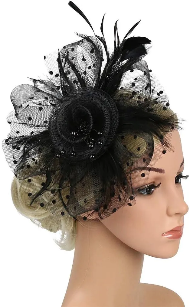 Women Girls Fascinators Hat Flower Mesh Ribbons Feathers Flapper Great Gatsby Headband Clip Tea Party Headpiece