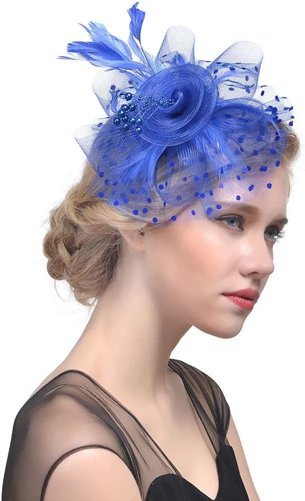Women Girls Fascinators Hat Flower Mesh Ribbons Feathers Flapper Great Gatsby Headband Clip Tea Party Headpiece