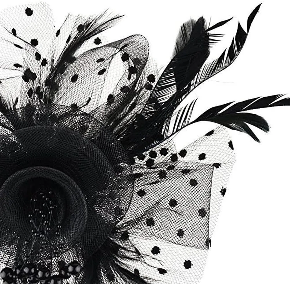 Women Girls Fascinators Hat Flower Mesh Ribbons Feathers Flapper Great Gatsby Headband Clip Tea Party Headpiece