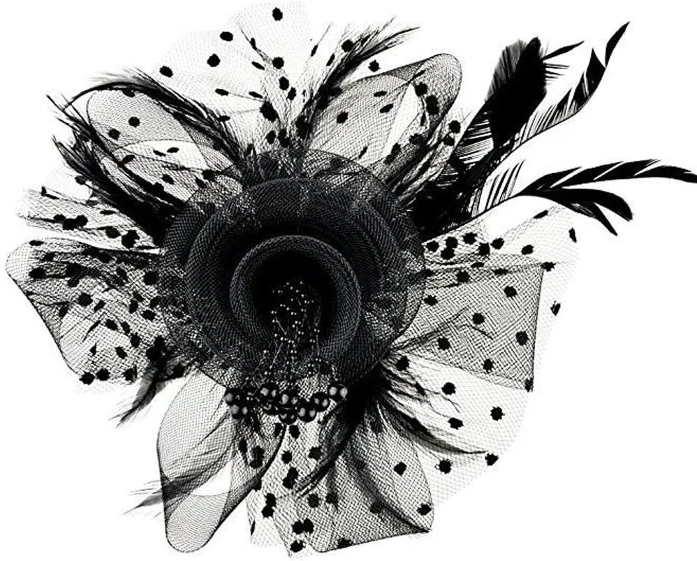 Women Girls Fascinators Hat Flower Mesh Ribbons Feathers Flapper Great Gatsby Headband Clip Tea Party Headpiece