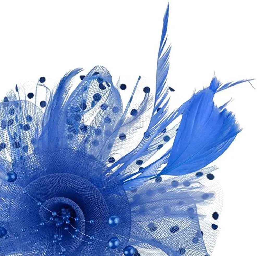 Women Girls Fascinators Hat Flower Mesh Ribbons Feathers Flapper Great Gatsby Headband Clip Tea Party Headpiece