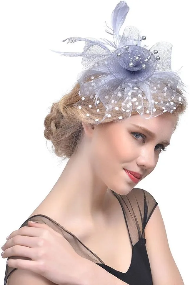 Women Girls Fascinators Hat Flower Mesh Ribbons Feathers Flapper Great Gatsby Headband Clip Tea Party Headpiece