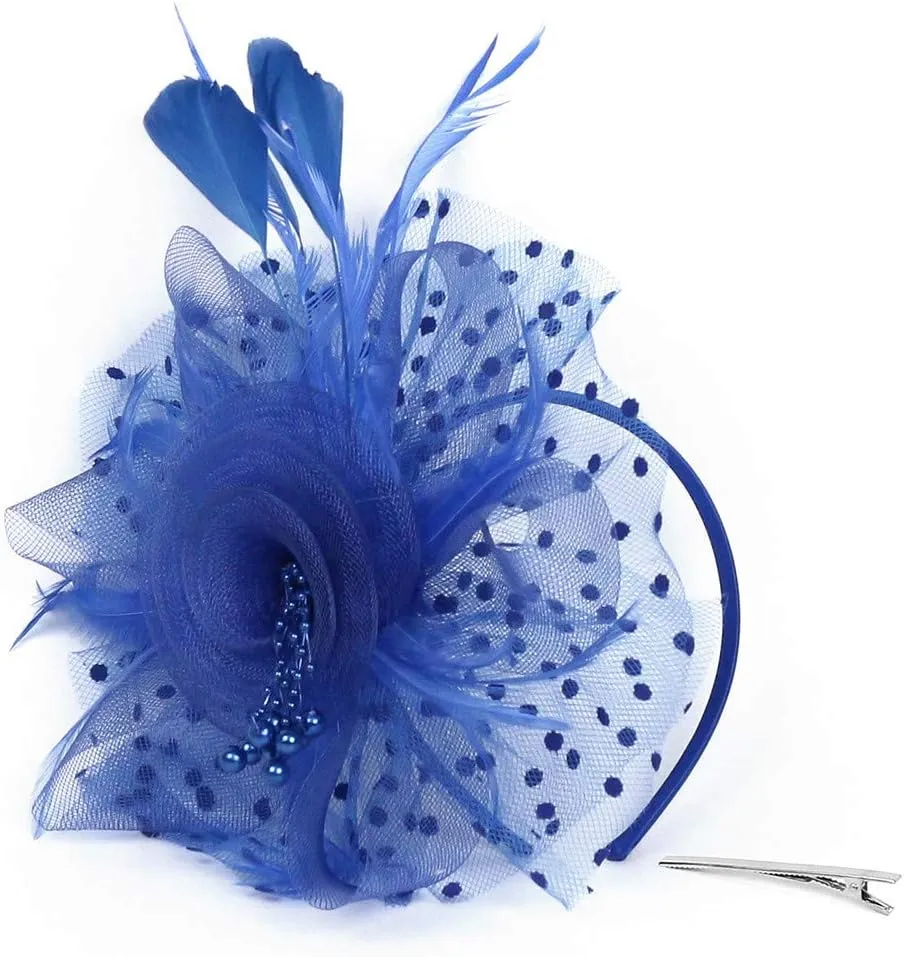 Women Girls Fascinators Hat Flower Mesh Ribbons Feathers Flapper Great Gatsby Headband Clip Tea Party Headpiece