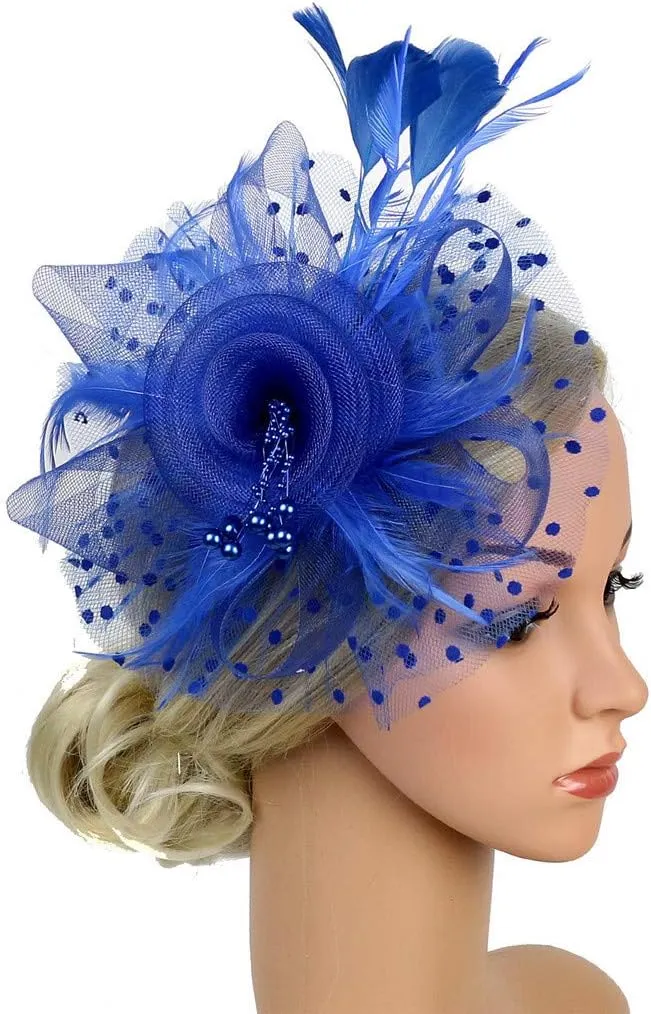 Women Girls Fascinators Hat Flower Mesh Ribbons Feathers Flapper Great Gatsby Headband Clip Tea Party Headpiece