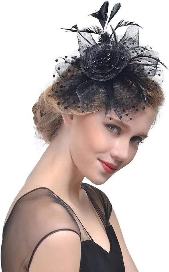 Women Girls Fascinators Hat Flower Mesh Ribbons Feathers Flapper Great Gatsby Headband Clip Tea Party Headpiece