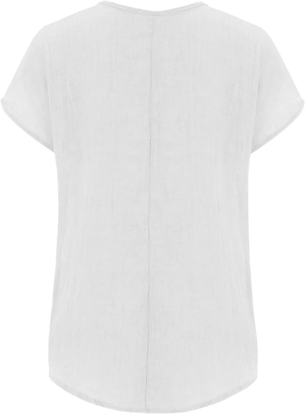 Women Linen Tops 2025 Summer Casual Crewneck Short Sleeve Shirts Plus Size Loose Comfy Gauze Peasant Blouses