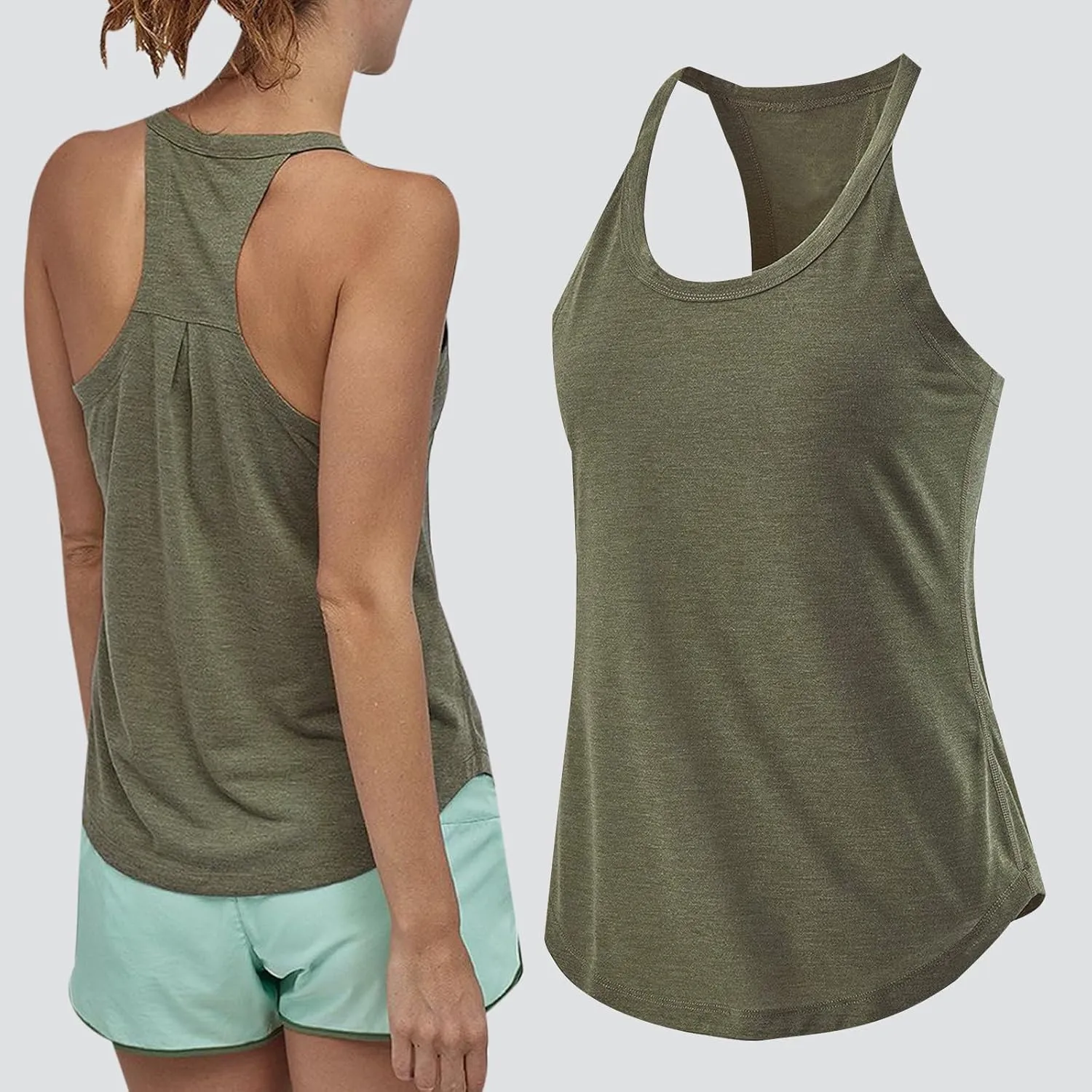 Women Workout Athletic Yoga Shirts Loose Fit Racerback Tank Tops Sleeveless Sports Tennis Shirt Round Neck Summer Top