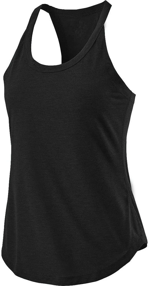 Women Workout Athletic Yoga Shirts Loose Fit Racerback Tank Tops Sleeveless Sports Tennis Shirt Round Neck Summer Top
