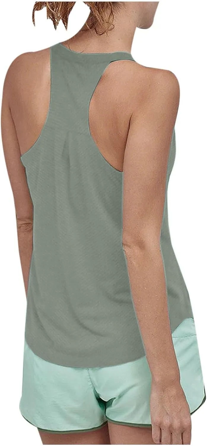 Women Workout Athletic Yoga Shirts Loose Fit Racerback Tank Tops Sleeveless Sports Tennis Shirt Round Neck Summer Top
