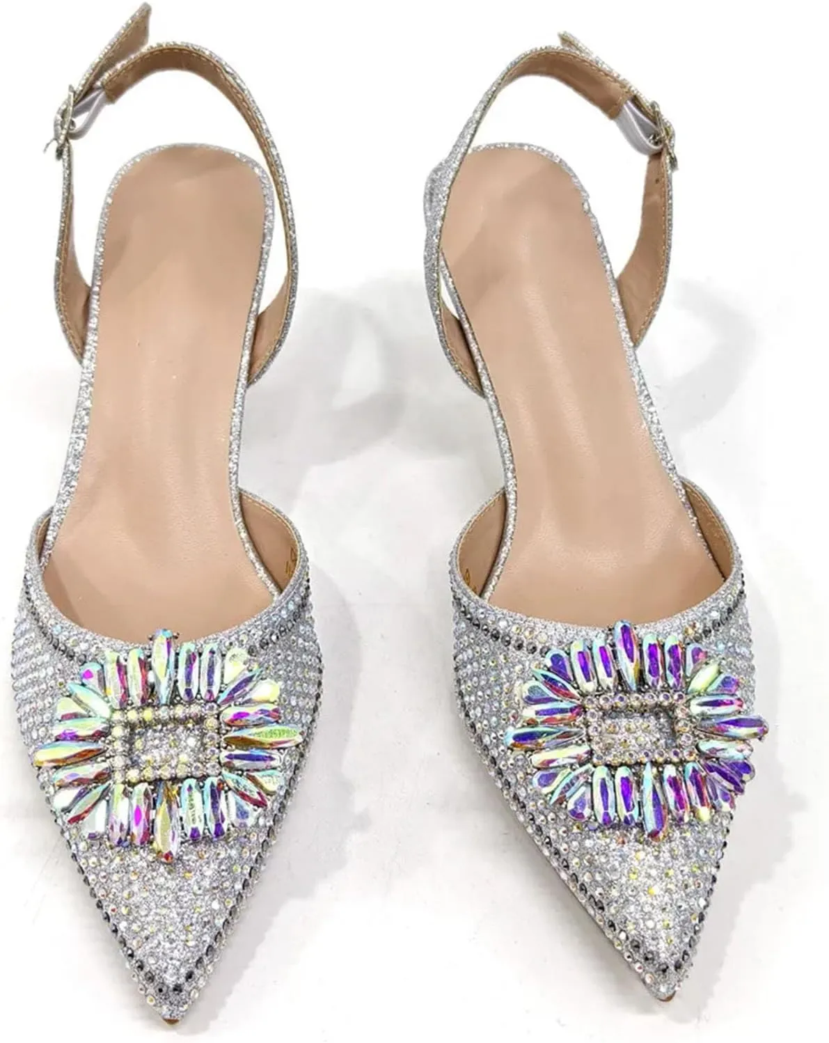 Women's African-Italian Commuter Set - Crystal-Embellished Flats & Spacious Tote for Stylish Travel