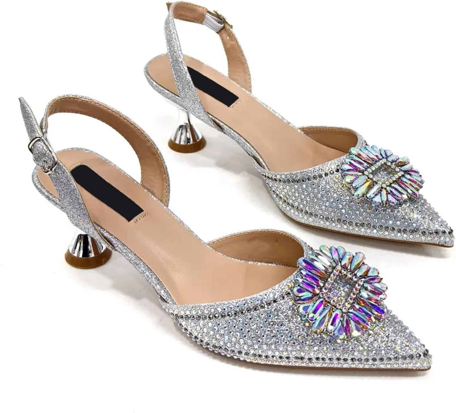 Women's African-Italian Commuter Set - Crystal-Embellished Flats & Spacious Tote for Stylish Travel