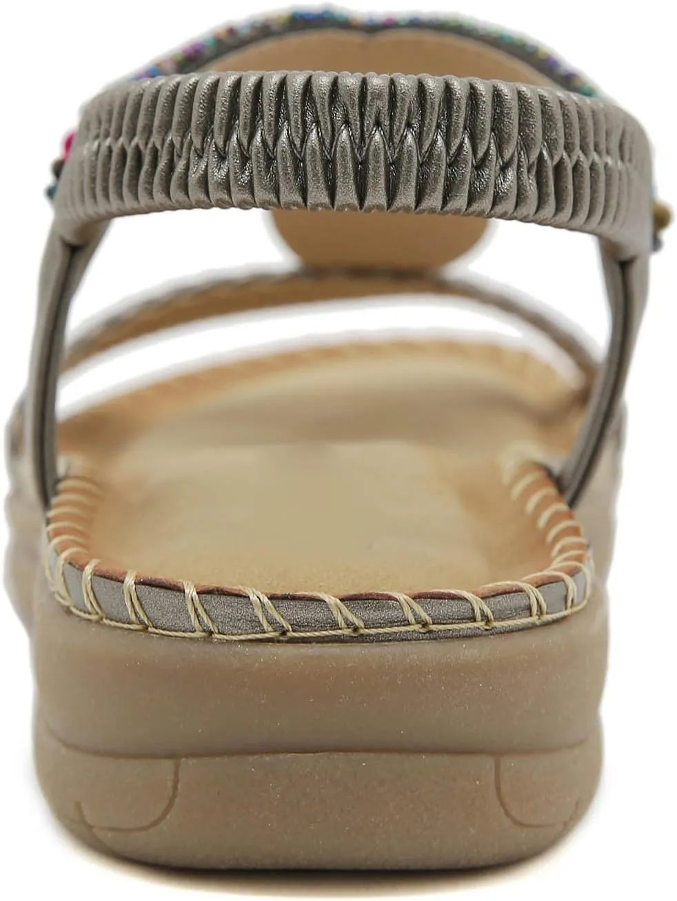 Women's Bohemian Elastic Strap Flat Thong Sandals Casual Summer Beach Slide Shoes for Outdoor Vacation Party